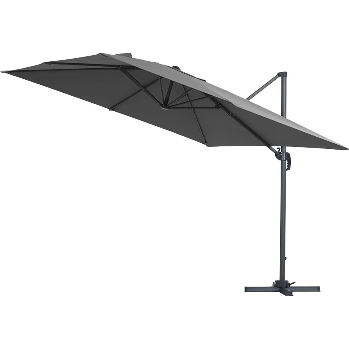 Parasol jardin déporté Alu "Sun 3" - Carré - 3 x 3 m - Gris + housse de protection