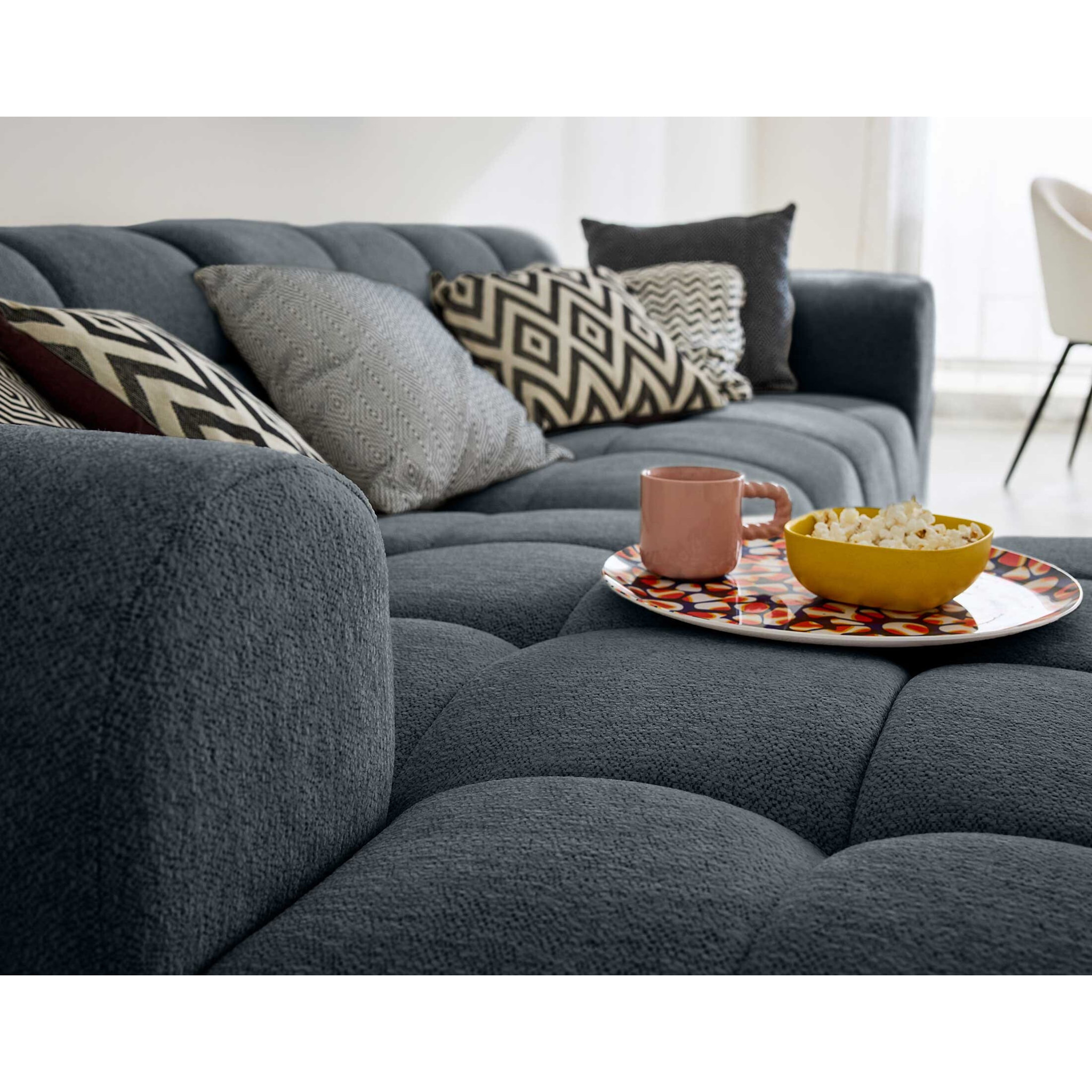 Ray - canapé d'angle gauche - 4 places - en tissu texturé - Gris