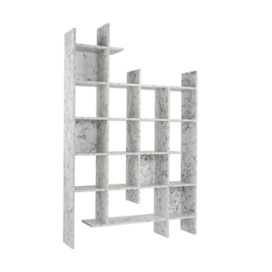 Bibliothèque en bois "Manco" - 122 x 25 x 188 cm - Blanc marbré