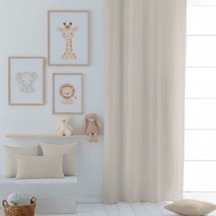 Cool Kids - Cortina Estampada - Con Ojales - 100% Algodón - Vichy Beige