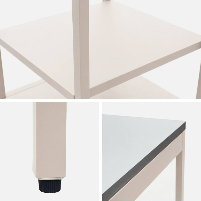 Cuisine d'extérieure en acier beige avec 2 étagères L49cm