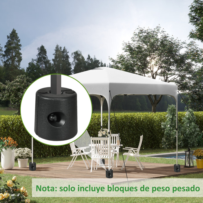Pack de 4 Pesos para Carpas Plegables Soportes Rellenables con 9,2 kg de Agua o 12 kg de Arena Pesos para Cenador con Perillas de Fijación Ø24x25,5 cm Negro