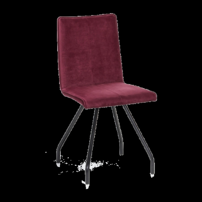 Lot de 2 chaises en velours & piètement métal noir - HARRY