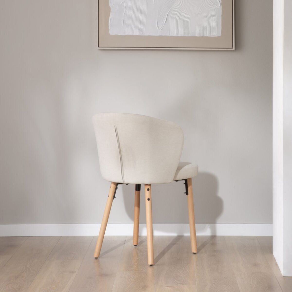 Chaise rembourrée Lauder -tissu et bois-couleur blanc 53 x 82 x 49 cm