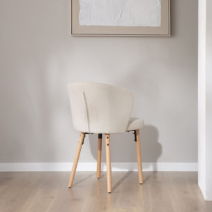 Chaise rembourrée Lauder -tissu et bois-couleur blanc 53 x 82 x 49 cm