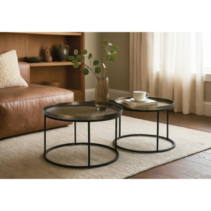 Mesas de Centro de Aluminio Mesa Grande: 75 Cm, Mesa Pequeña: 65 Cm Estilo Industrial