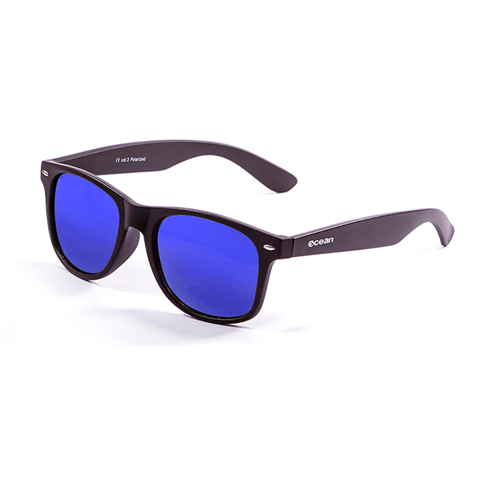 Occhiali da sole OCEAN BEACH WAYFARER - Nero mate / Revo blu