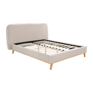 Lit double 140x190 cm en tissu gris/beige - Modjo