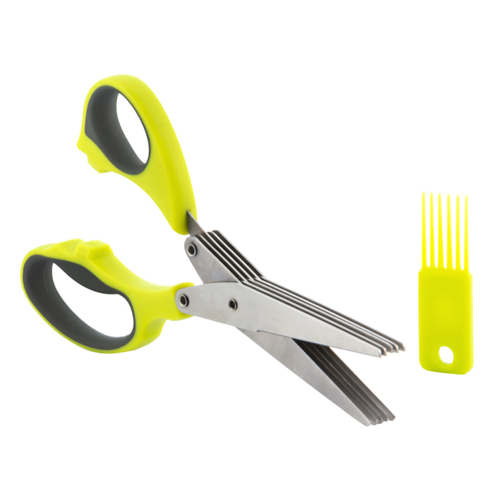 Forbici da Cucina Multicorte 5 in 1 - Verde - Lunghezza: 21 cm