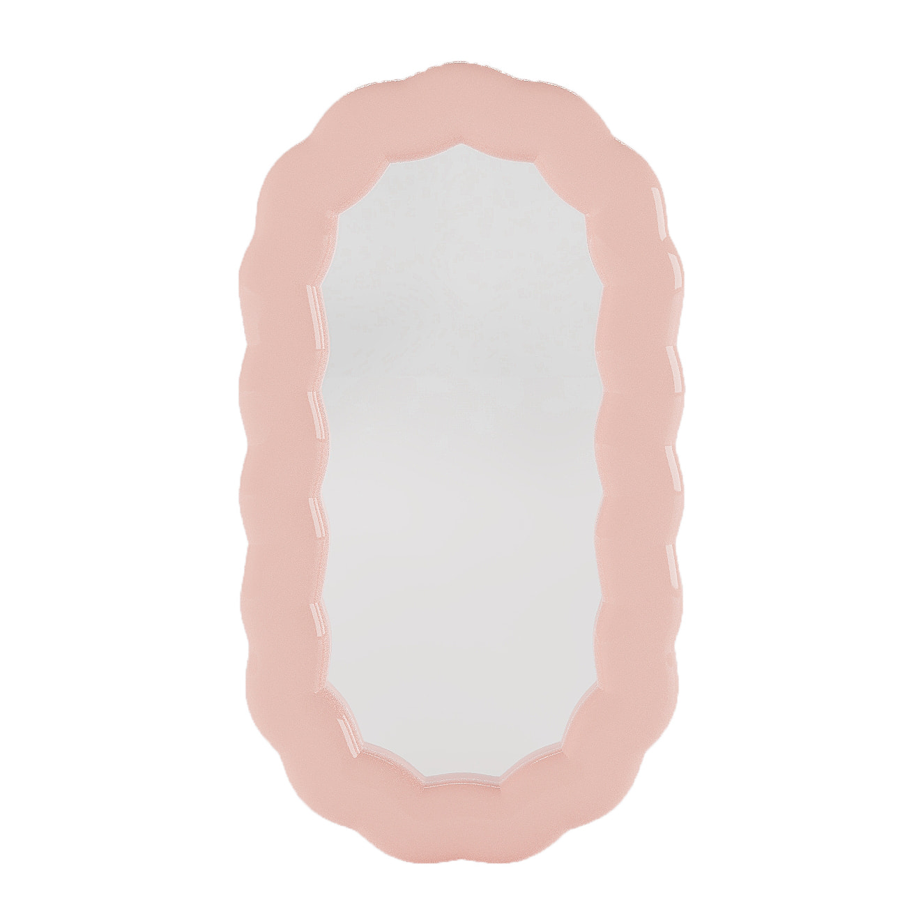 Brooklyn - Miroir mural ovale en céramique ondulée rose