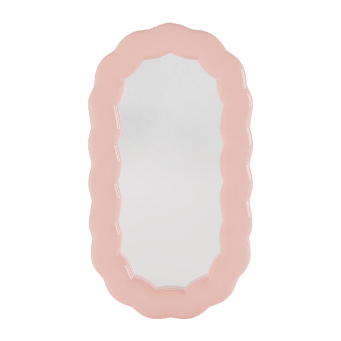 Brooklyn - Miroir mural ovale en céramique ondulée rose