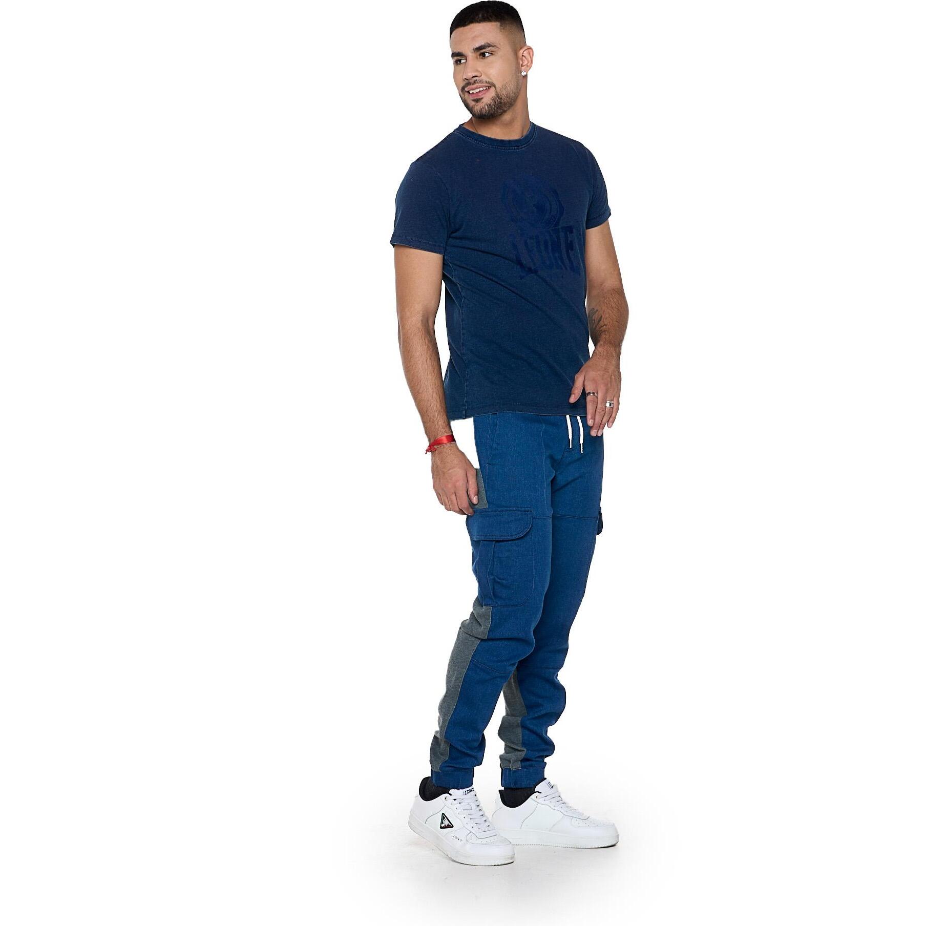 T-shirt da uomo a maniche in denim 'Indaco'