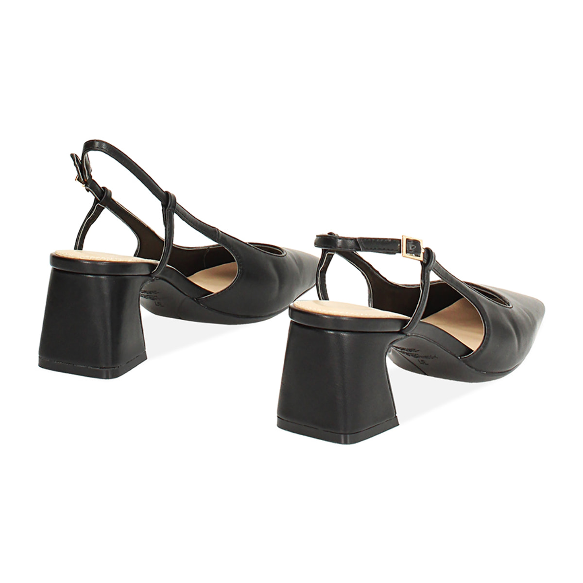 Décolleté slingback donna nere, tacco 5 cm