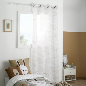 Voilage à œillets motif nuage pour chambre d’enfant - Marron Clair