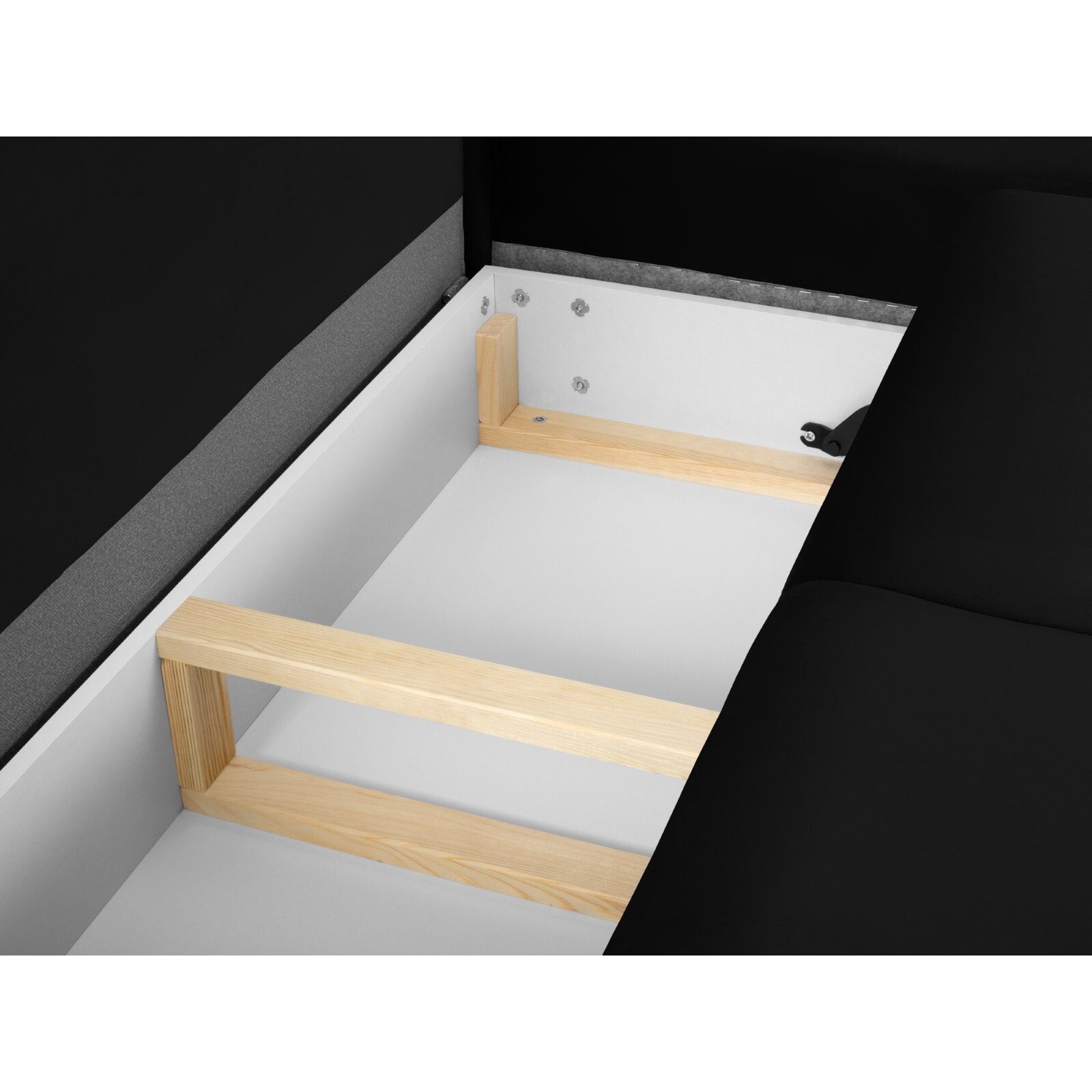 Canapé d'angle droit convertible avec coffre de rangement "Kyoto" 5 places en velours noir