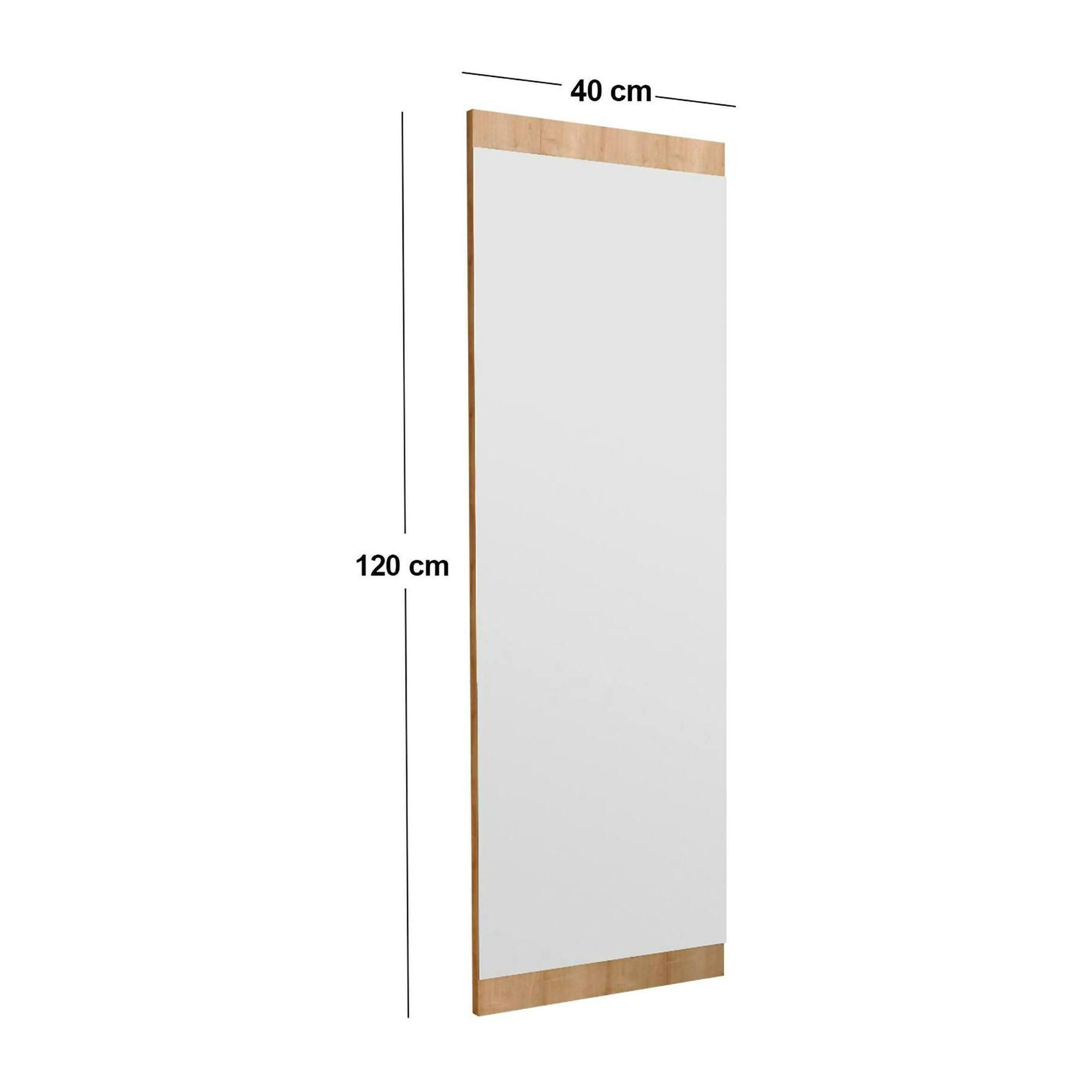 Specchio Dprenn, Specchiera, Articolo d'arredo a muro, Decorazione con specchio, 40x2h120 cm, Rovere