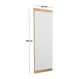 Specchio Dprenn, Specchiera, Articolo d'arredo a muro, Decorazione con specchio, 40x2h120 cm, Rovere