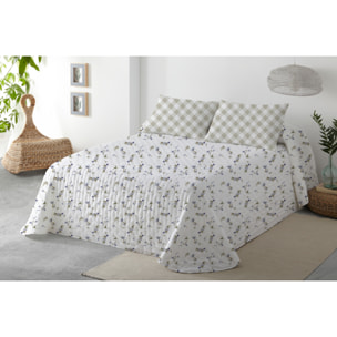 COLCHA SUAVE REVERSIBLE DN FLORES AZUL