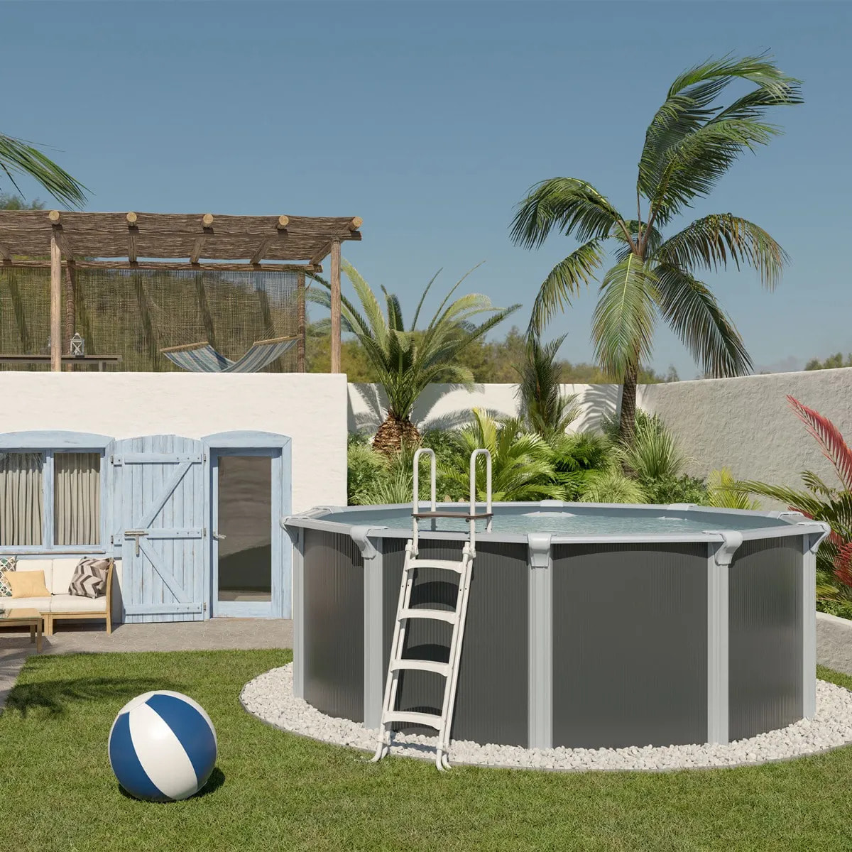 Piscine hors sol acier ronde Ø 4,55 x 1,32 m anthracite OSMOSE
