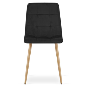 Set di 2 sedie Kara in velluto nero e gambe effetto legno