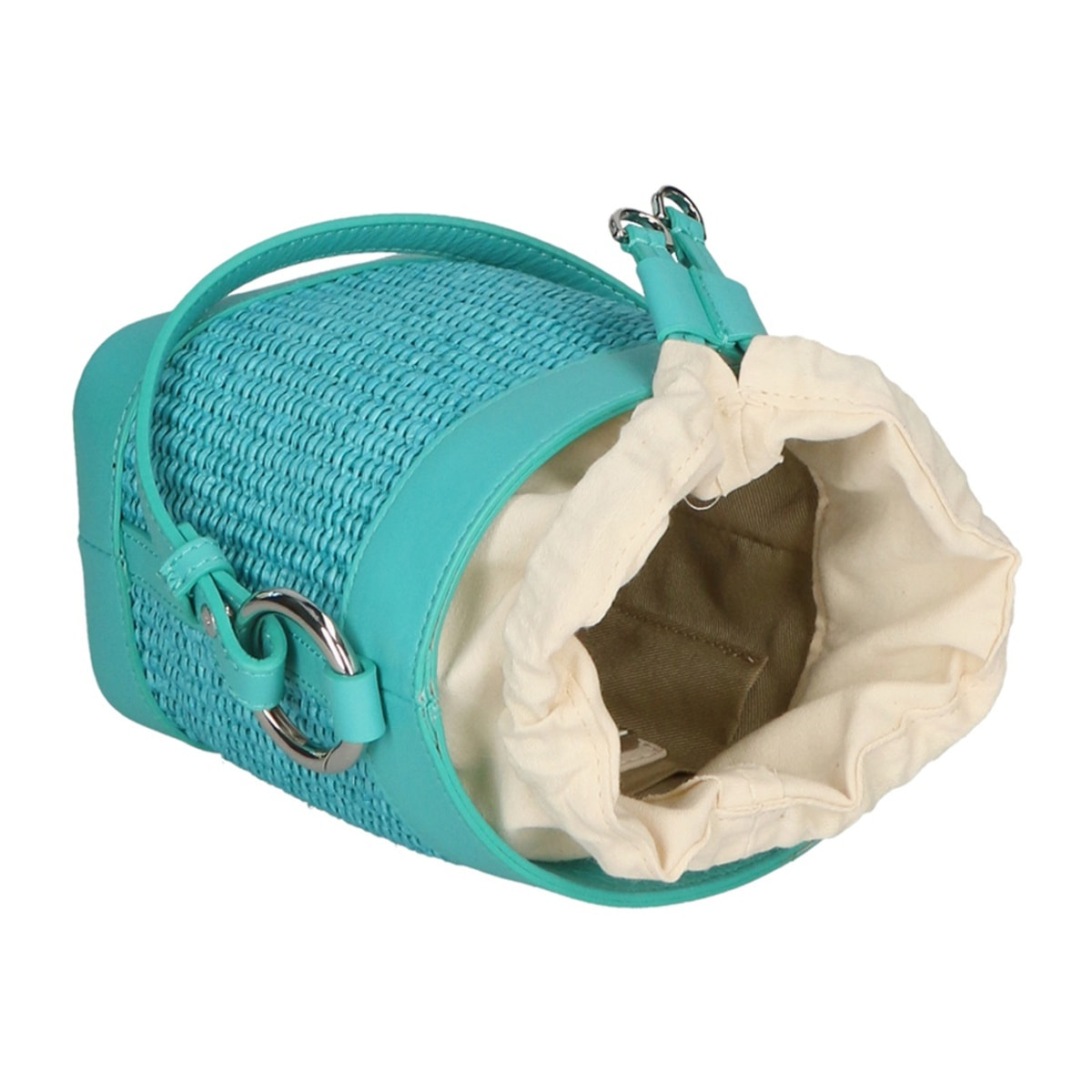 Borsa a secchiello da donna - Modello Alyssa - Pelle & Paglia - 13.0 x 16.0 x 10.0 cm