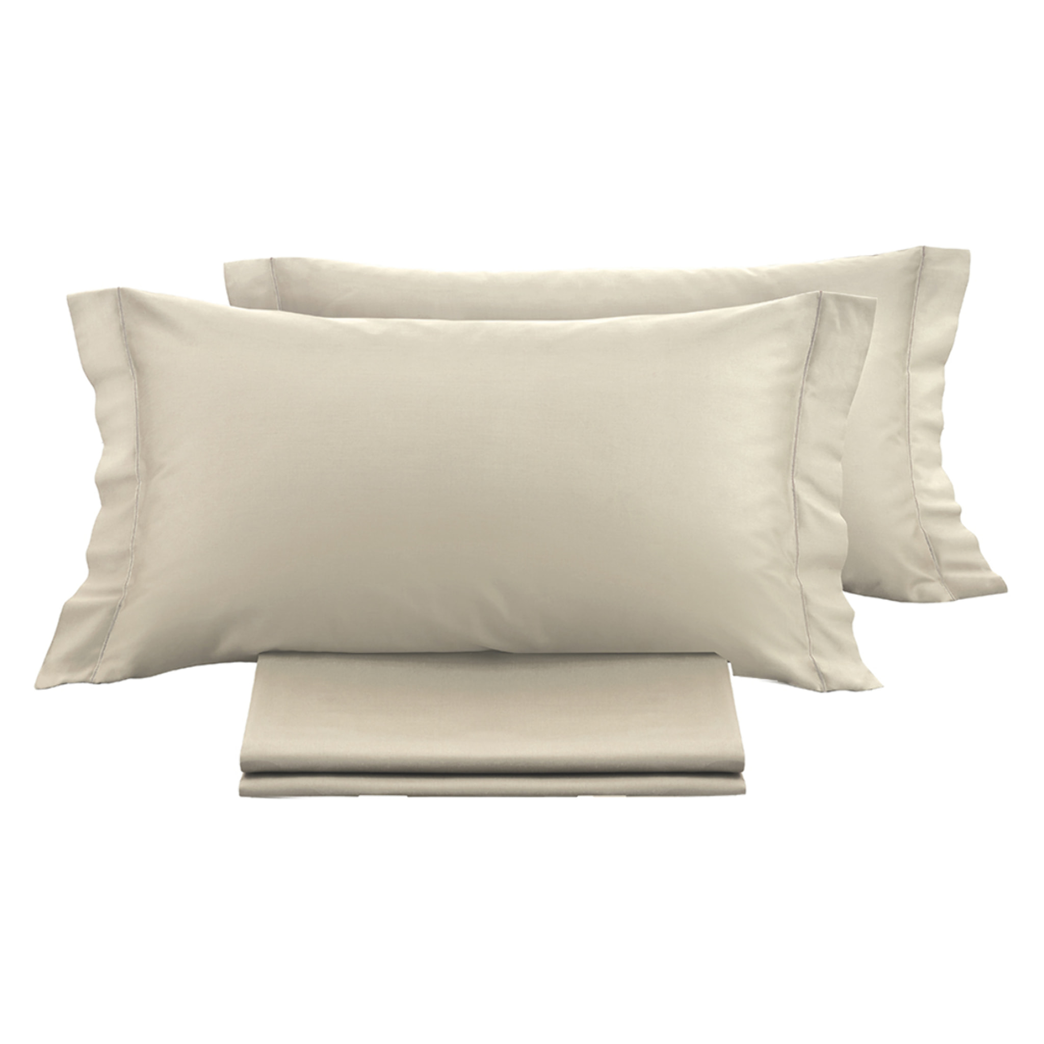 Parure copripiumino tinta unita beige in raso 100% cotone