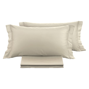 Parure copripiumino tinta unita beige in raso 100% cotone