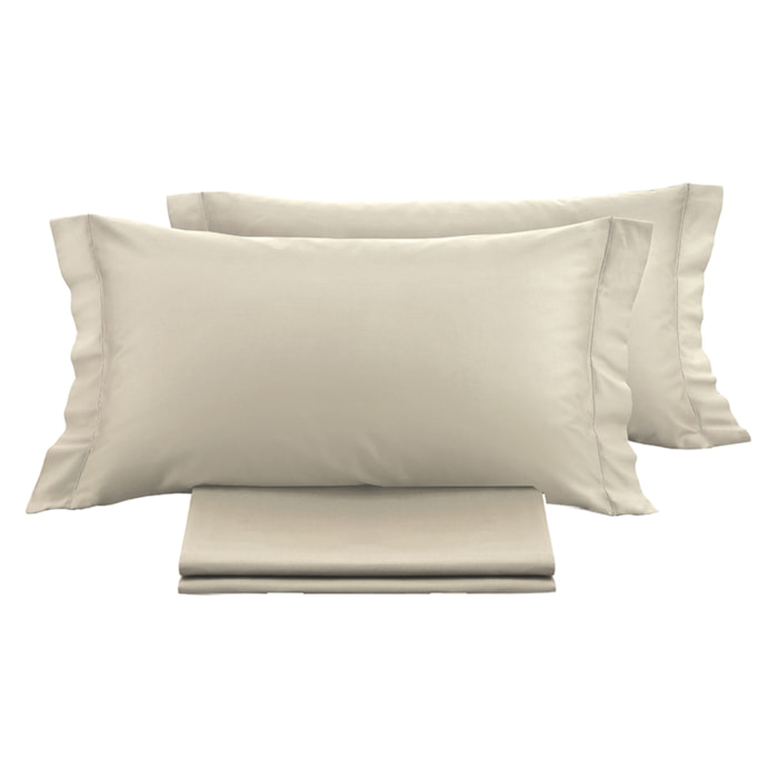 Parure copripiumino tinta unita beige in raso 100% cotone