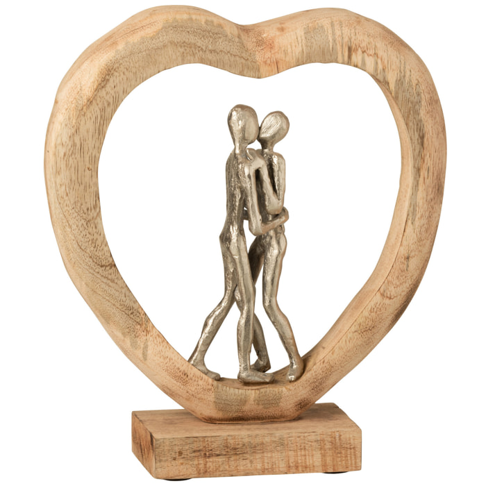 J-Line décoration Personnage Couple - bois/aluminium - naturel/argent