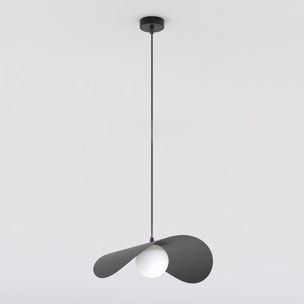 Lampada a sospensione Ritual con diffusore sferico in vetro e struttura nera