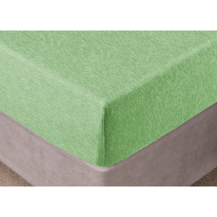 Lenzuolo Sotto Con Angoli In Jersey No Stiro In Tinta Unita Melange Colore Verde
