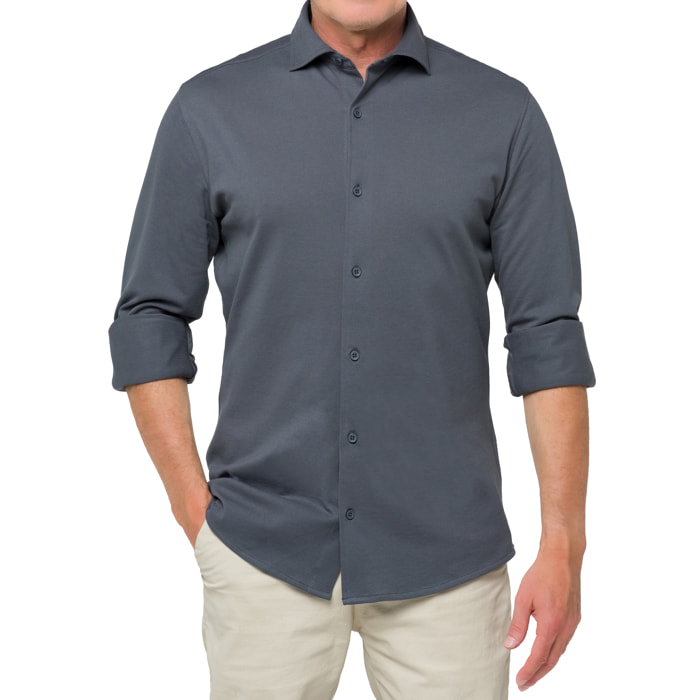 Camisa de manga larga en tela de algodón Hot Buttered Jefferson Gris