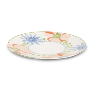 Service 18 pièces rose vert en porcelaine - "Aube de Pivoine"