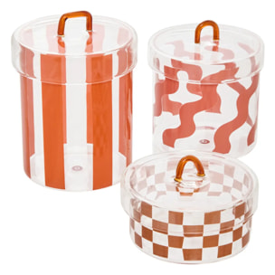 Lot de 3 boîtes déco Homy rondes D.10cm transparent