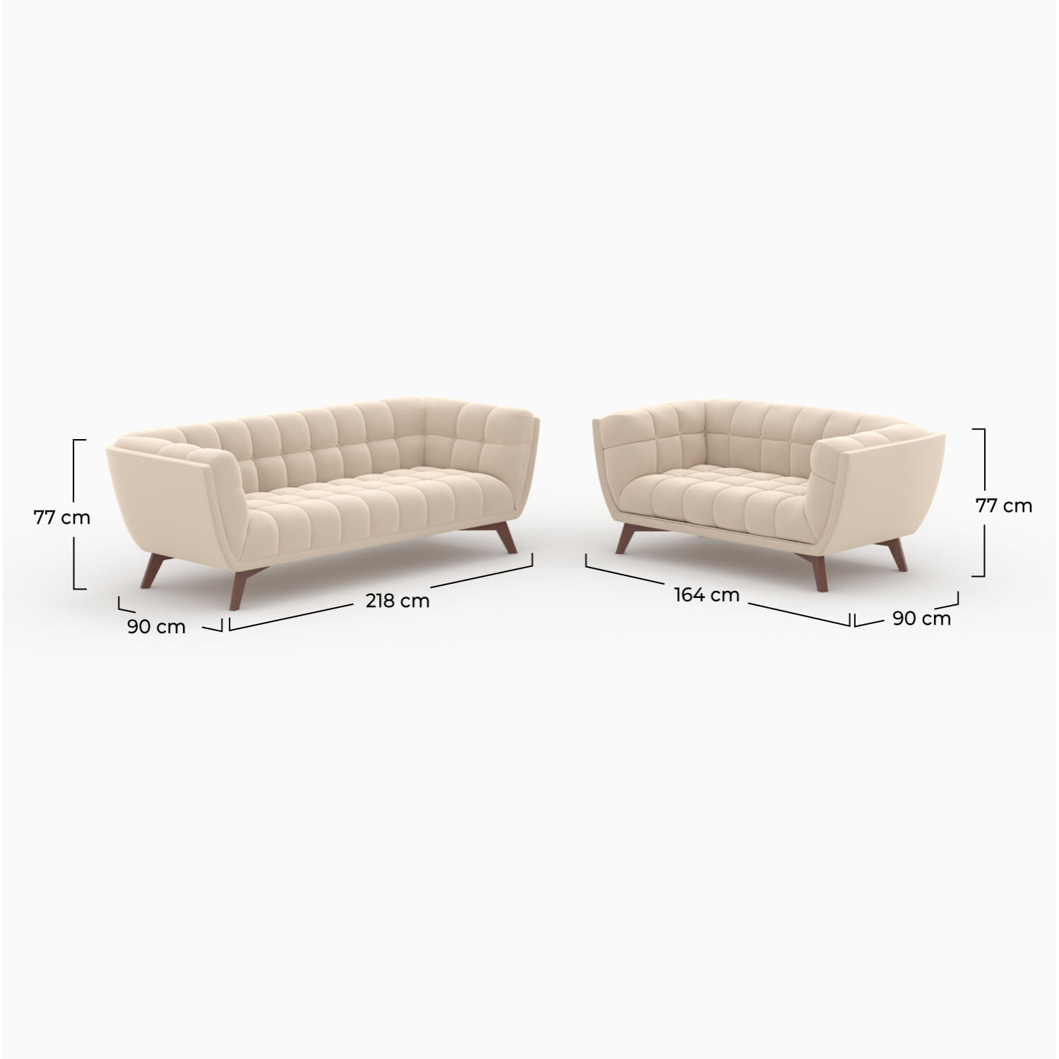 Ensemble canapés en velours beige 5 places - Mona