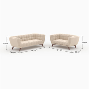 Ensemble canapés en velours beige 5 places - Mona