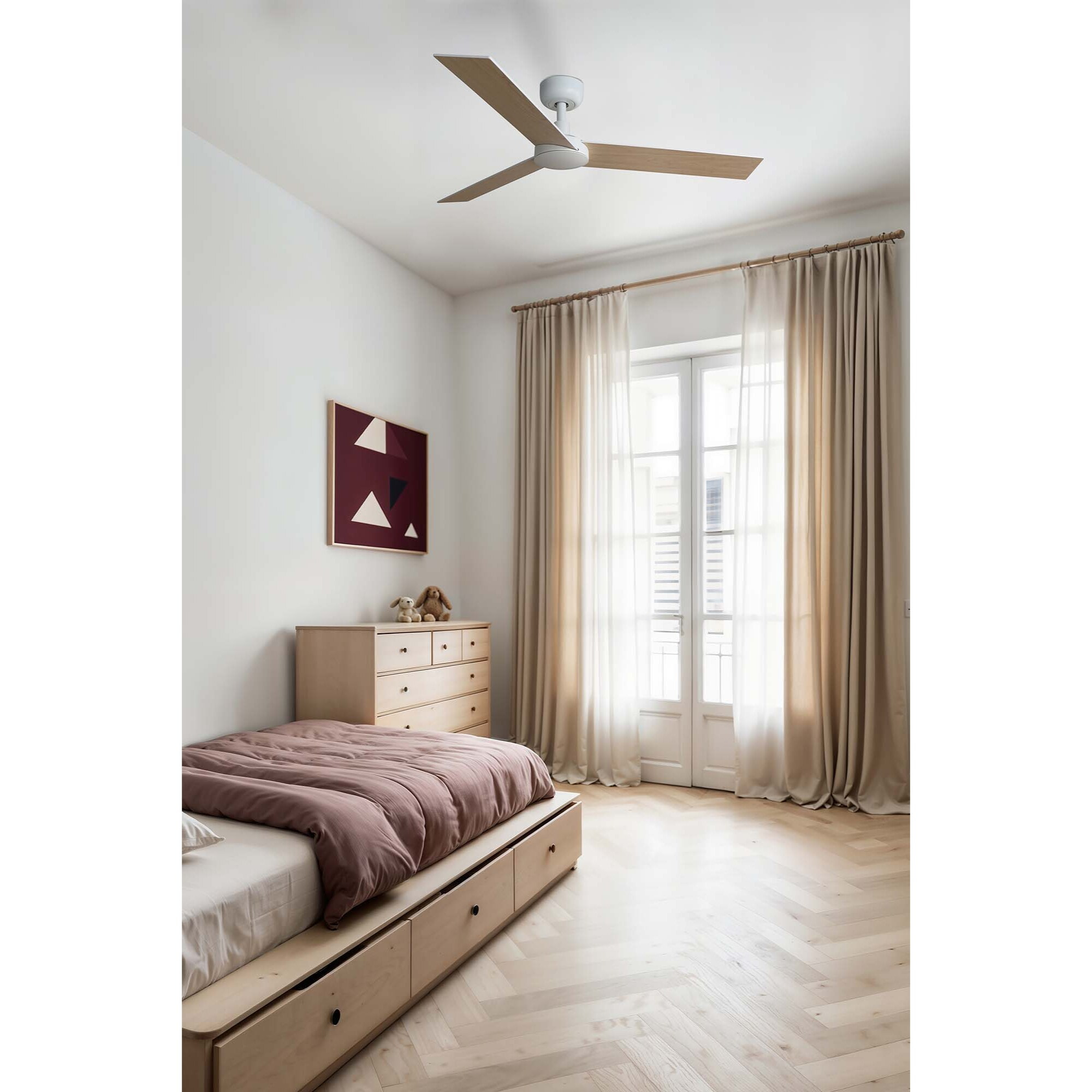 RUDDER S Ventilateur blanc/frêne