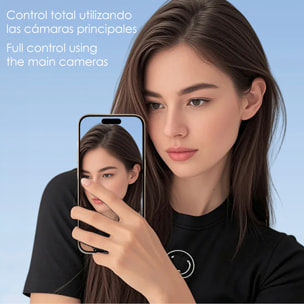 Pantalla selfie magnética inalámbrica de 4” con batería recargable, duplicación de pantalla 2,4G/5G de baja latencia, zoom 10X y audio. Compatible con iOS y Android.