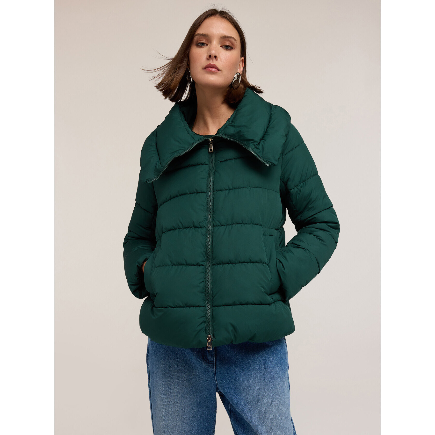 Motivi - Piumino pesante con collo alto - Verde