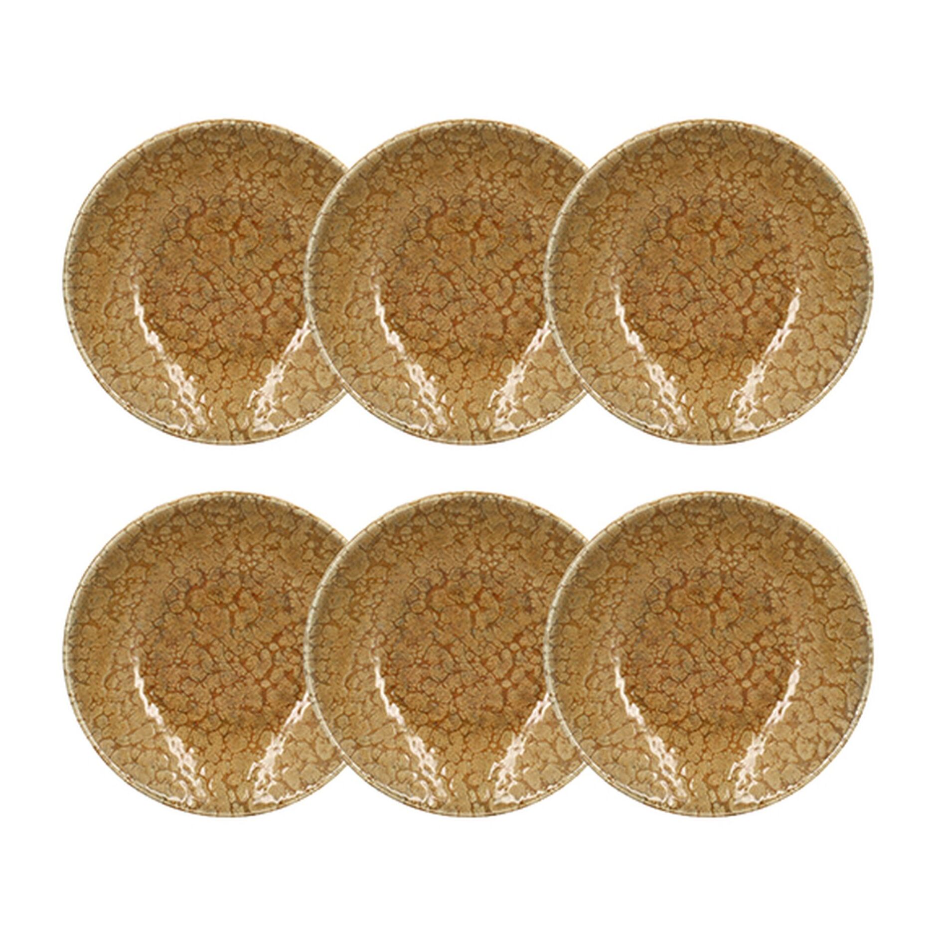 Lot de 6 assiettes creuses 20,5cm en grès jaune  NATURA