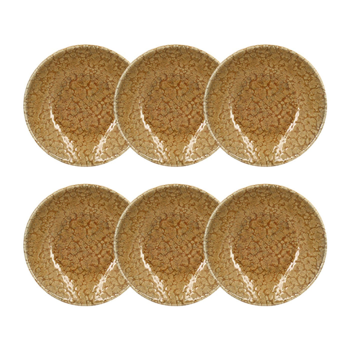 Lot de 6 assiettes creuses 20,5cm en grès jaune  NATURA