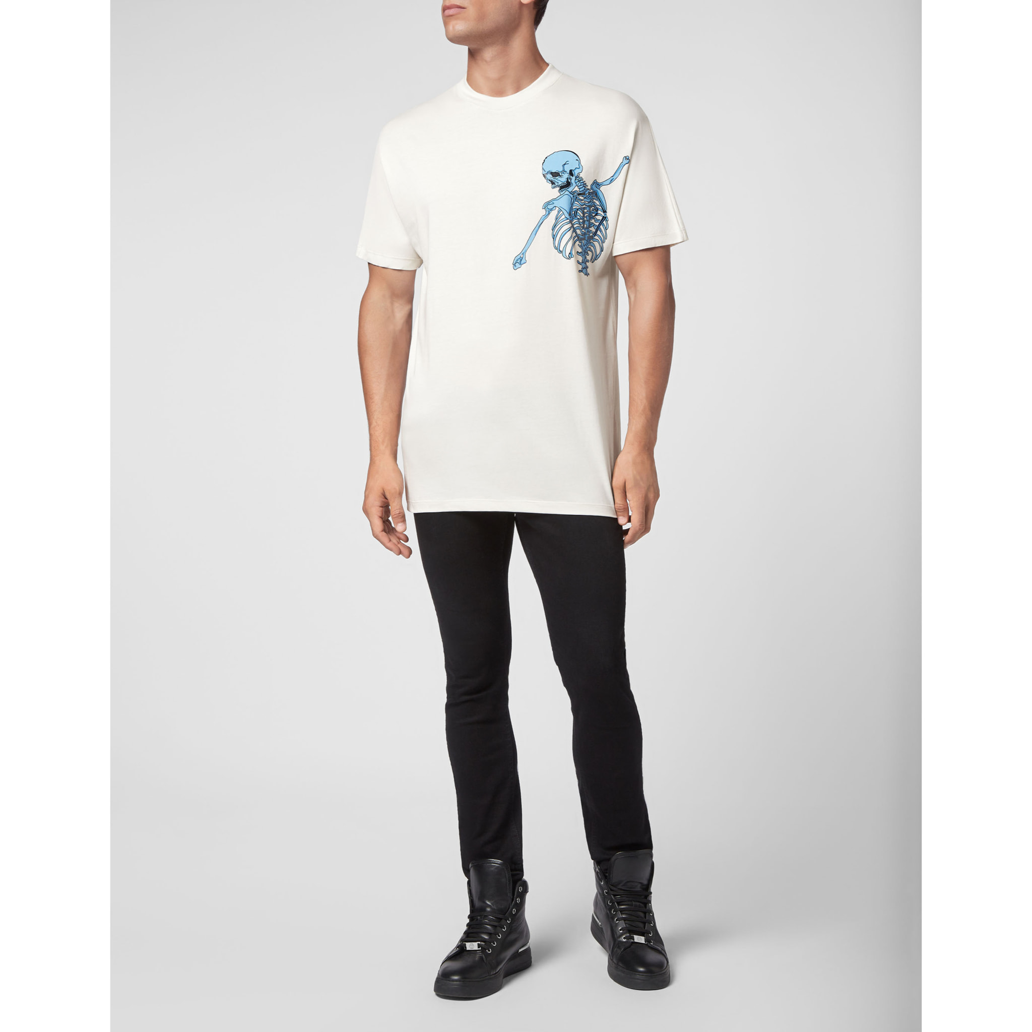 PHILIPP PLEIN T-Shirt Round Neck SKELETON