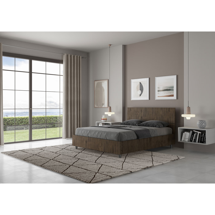 Letto matrimoniale francese senza rete 140x200 testata dritta noce Demas