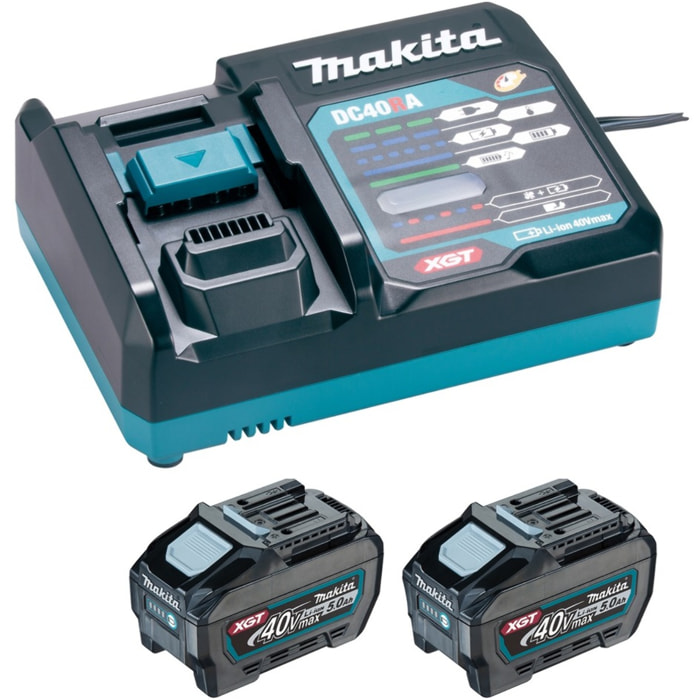 Pack XGT composé de 2 Batteries BL4050F 40V 5Ah + 1 chargeur DC40RA - MAKITA - 1911V6-0