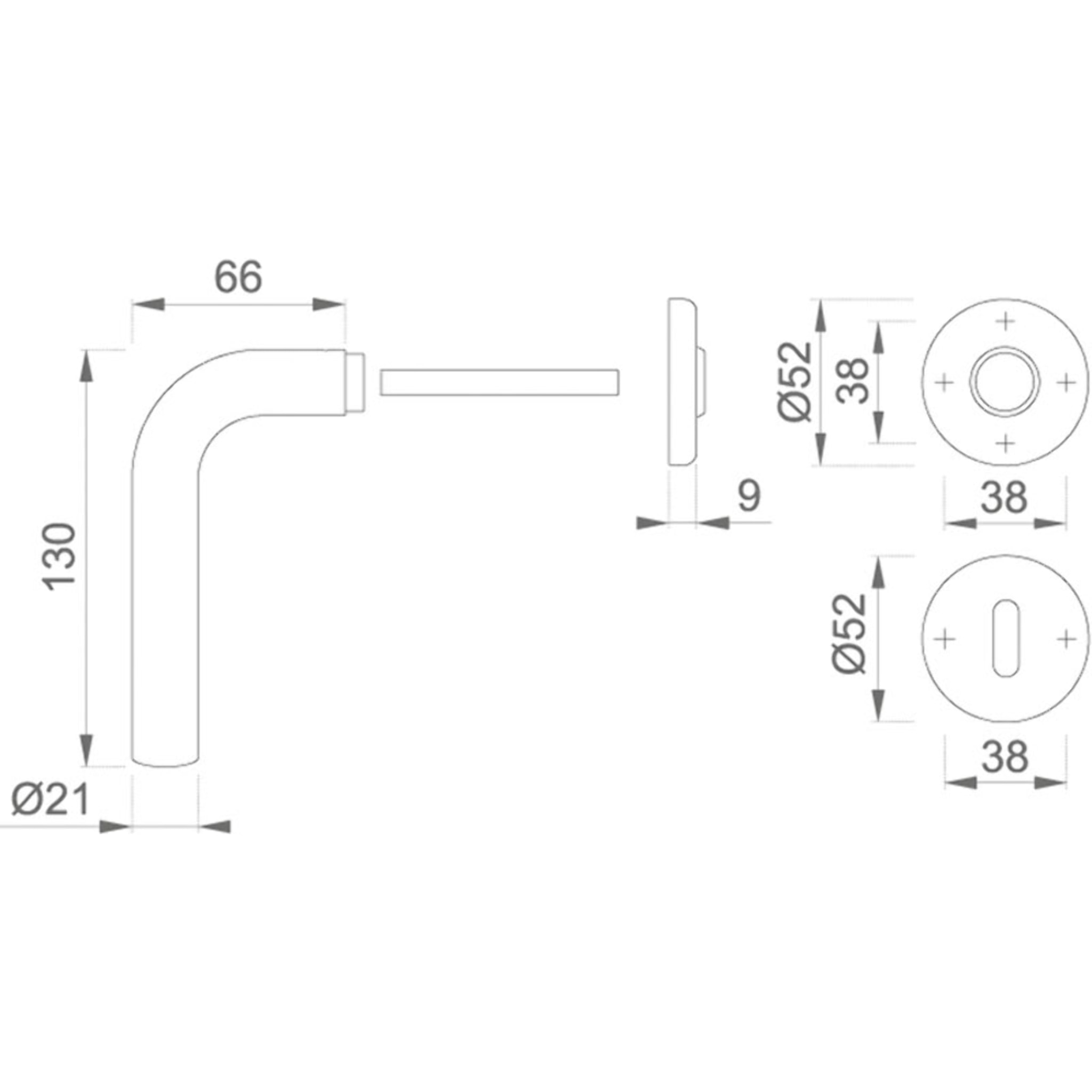 Ensemble de porte sur rosace Gent inox F9 Clé L HOPPE - E1520Z/42K/42KS - 3045466