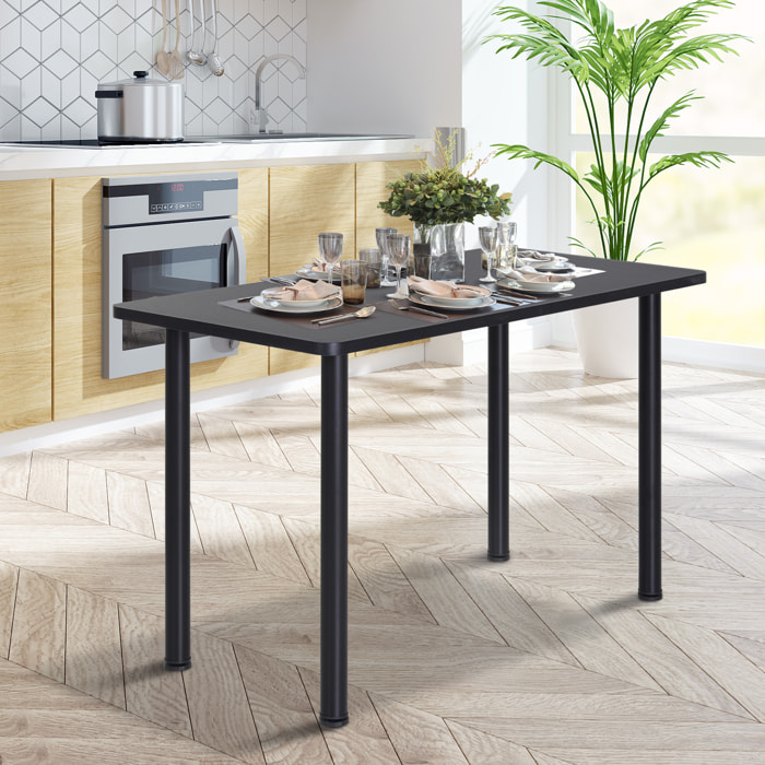 HOMCOM Table à manger style contemporain 4 personnes dim. 120L x 60l x 76H cm panneaux particules acier inoxydable noir