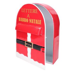 Cassetta posta in metallo babbo natale rosso cm22,5x12h30