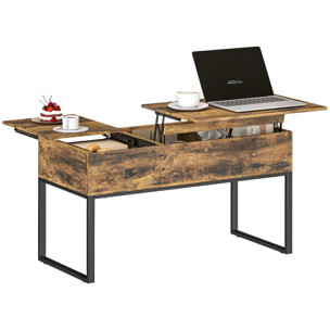 Mesa de Centro Elevable Mesa de Café con Encimera Deslizante Cierre Suave Espacio Oculto de Almacenaje 100x45x67 cm Marrón Rústico