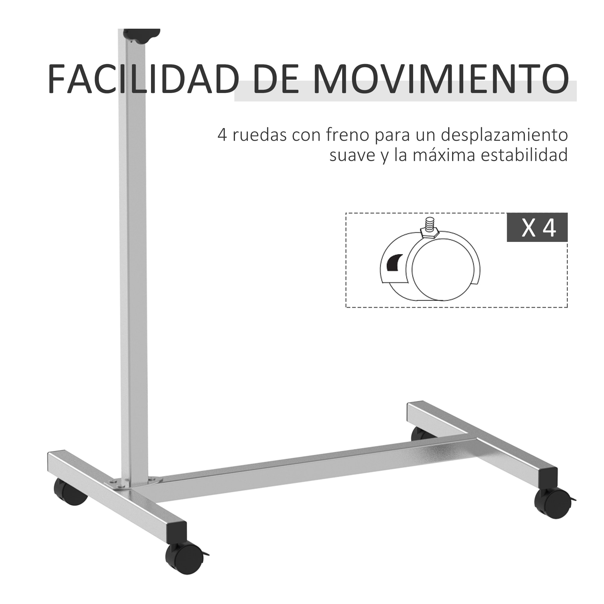 Mesa Auxiliar con Ruedas Mesa para Sofá con Altura Ajustable y Marco de Metal Carga 20 kg para Dormitorio Salón Oficina 77x40x76-100 cm Negro y Plata