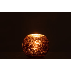 J-Line - Photophore boule craquelé - verre effet nacré - marron - small - 2pcs